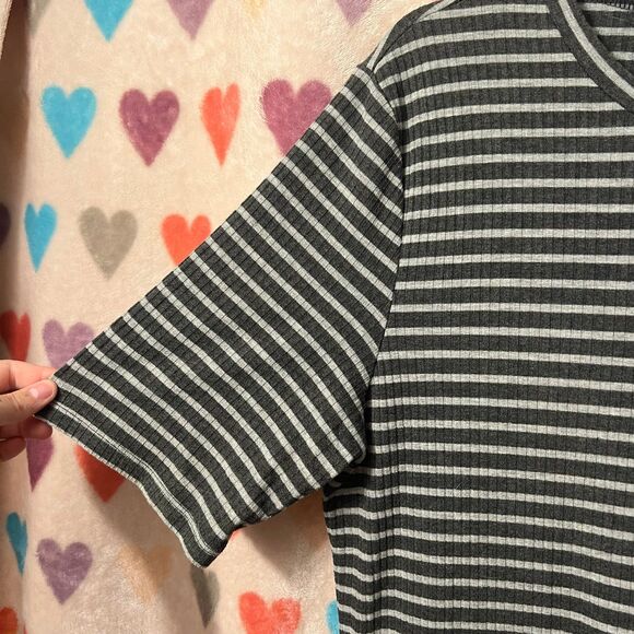 ASOS Striped Skater Dress Gray Cutout Detail large - Picture 5 of 6